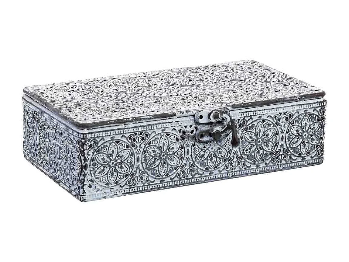 Boîte en métal blanc 20.5x12.5x6h cm (hauteur)