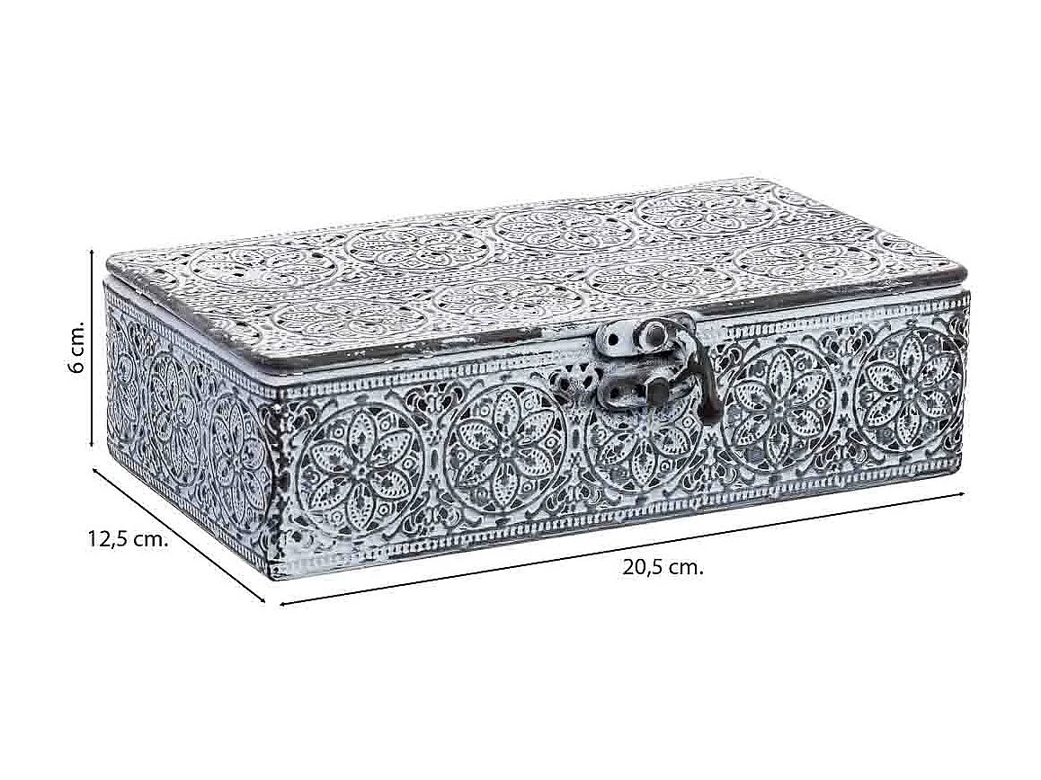 Boîte en métal blanc 20.5x12.5x6h cm (hauteur)