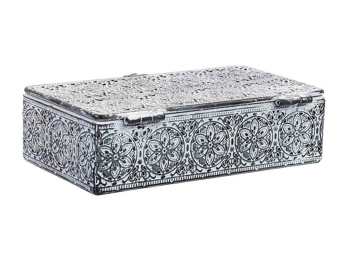 Boîte en métal blanc 20.5x12.5x6h cm (hauteur)