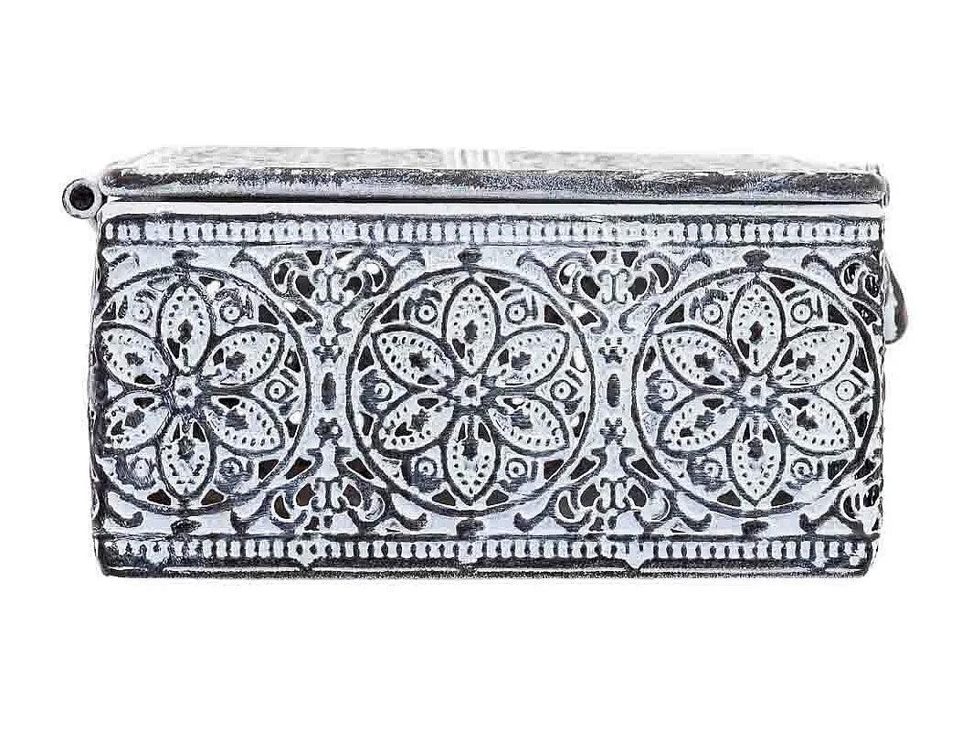 Boîte en métal blanc 20.5x12.5x6h cm (hauteur)