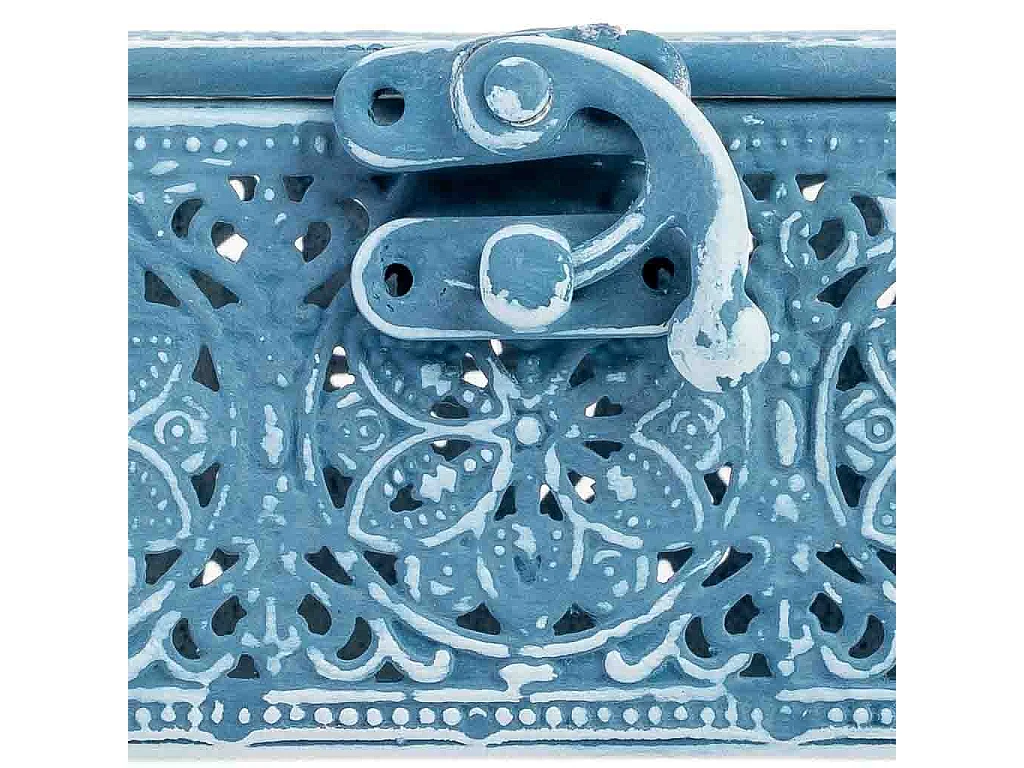 Boîte métallique bleue 12.5x12.5x6h cm (hauteur)