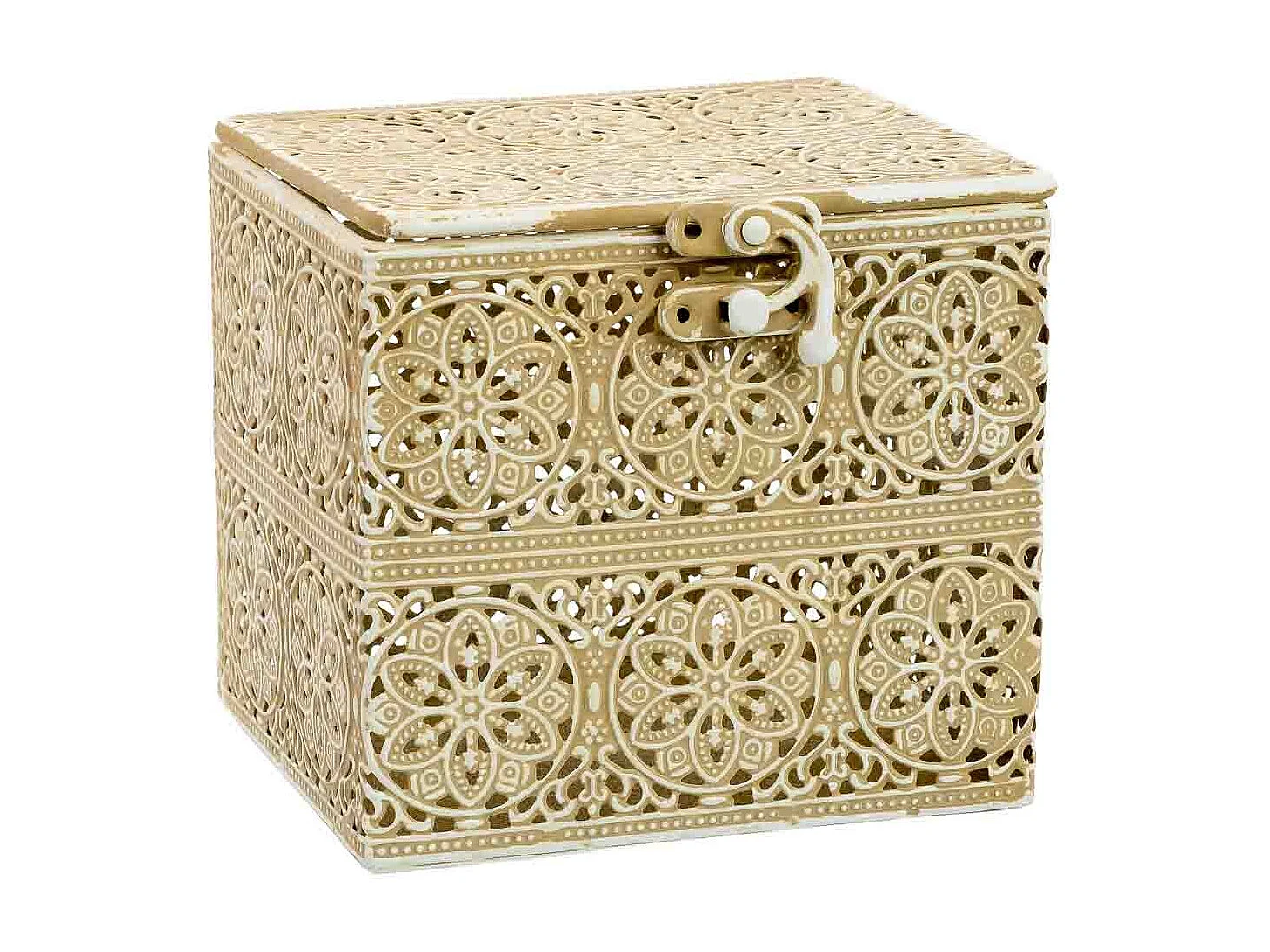 Boîte en métal marron 12.5x12.5x11.5h cm (hauteur)