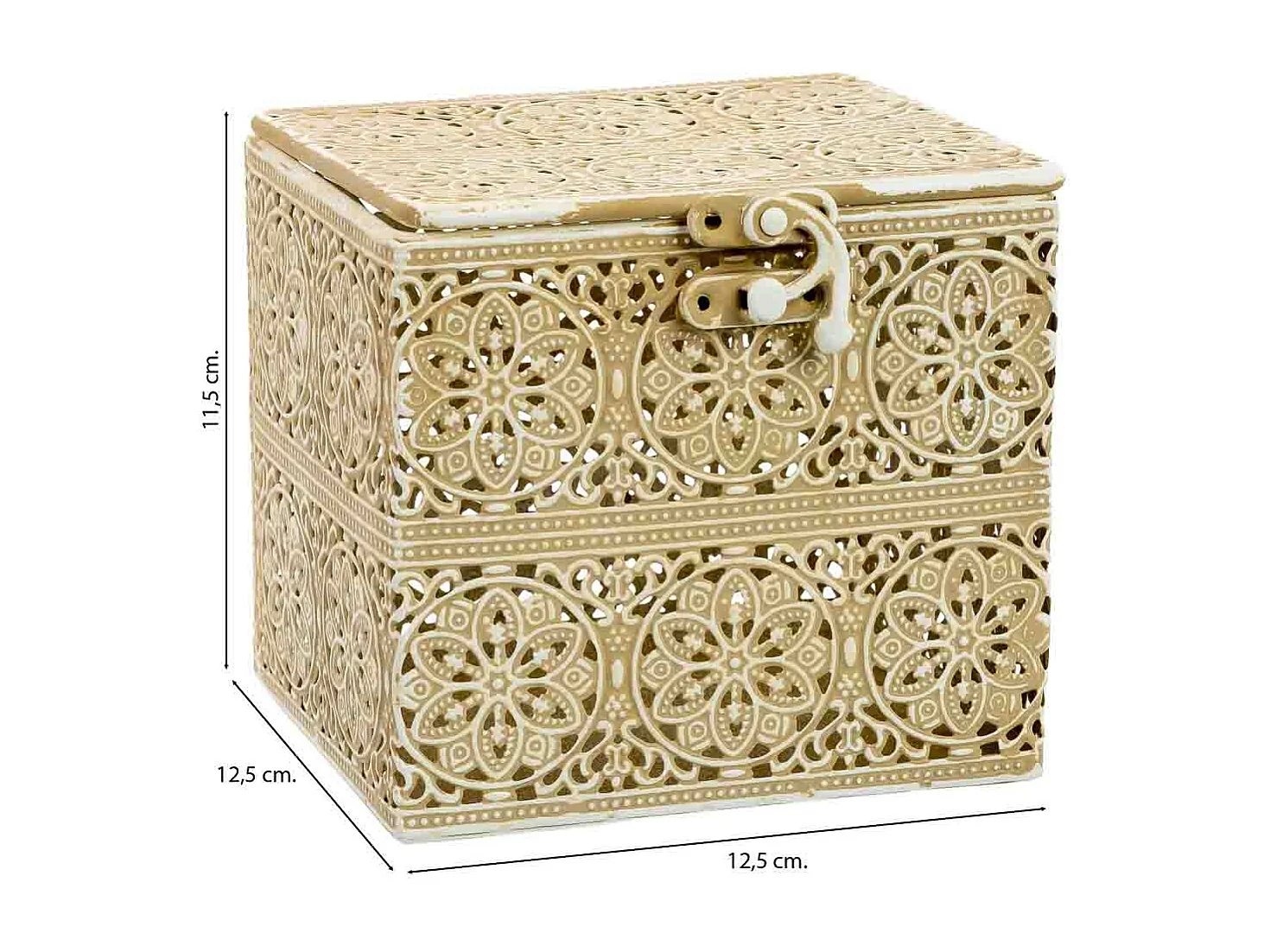 Boîte en métal marron 12.5x12.5x11.5h cm (hauteur)