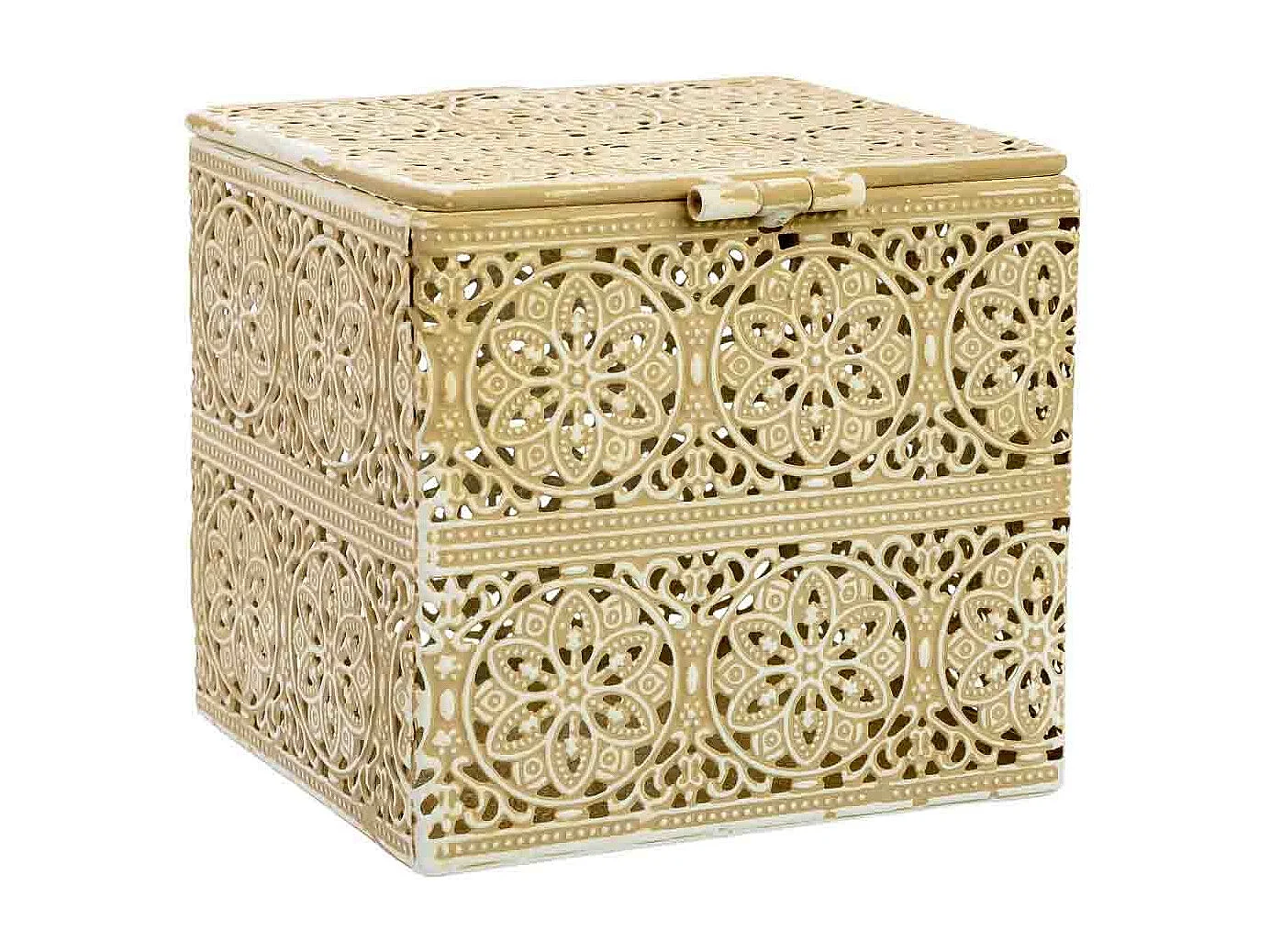 Boîte en métal marron 12.5x12.5x11.5h cm (hauteur)