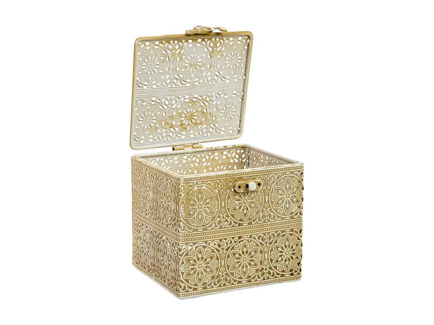 Boîte en métal marron 12.5x12.5x11.5h cm (hauteur)