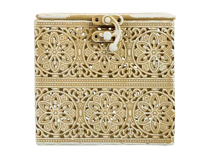 Boîte en métal marron 12.5x12.5x11.5h cm (hauteur)