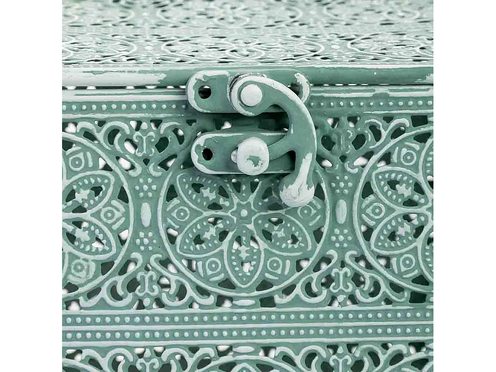 Boîte en métal vert 12.5x12.5x11.5h cm (hauteur)