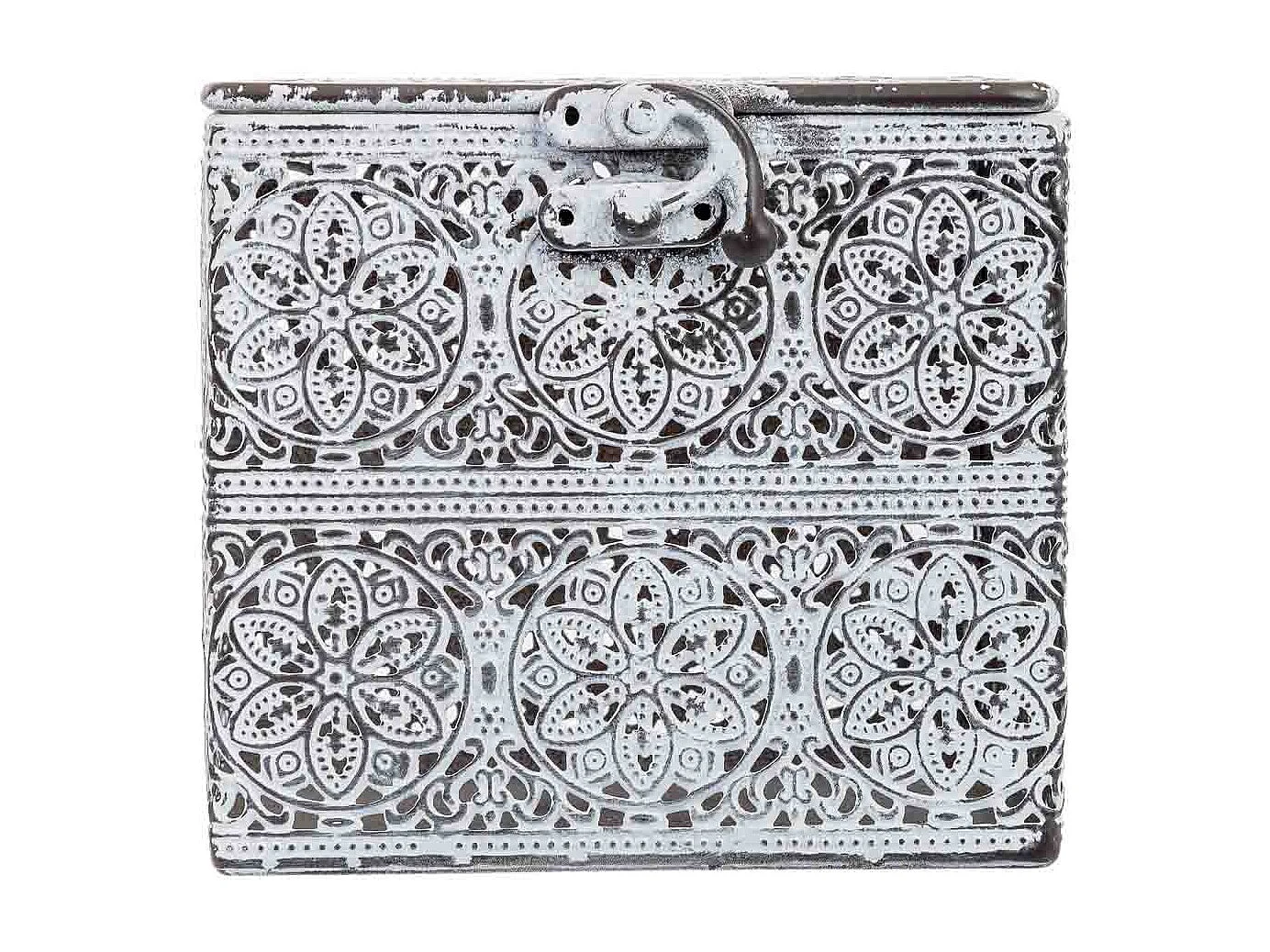 Boîte en métal blanc 12.5x12.5x11.5h cm (hauteur)