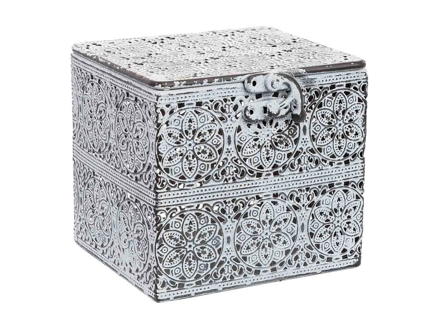 Boîte en métal blanc 12.5x12.5x11.5h cm (hauteur)