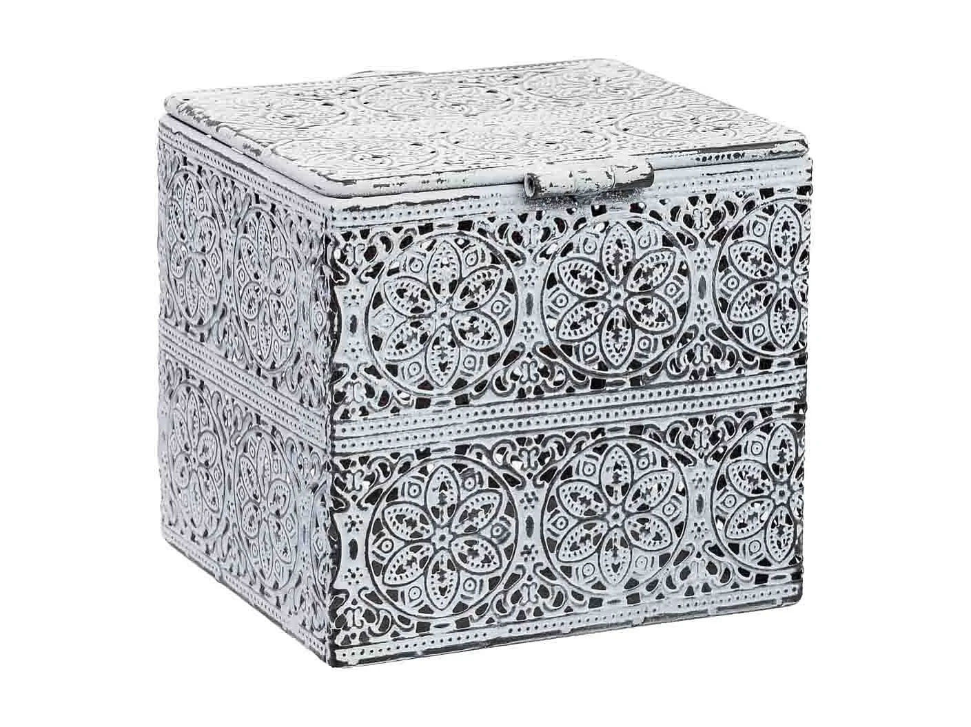 Boîte en métal blanc 12.5x12.5x11.5h cm (hauteur)