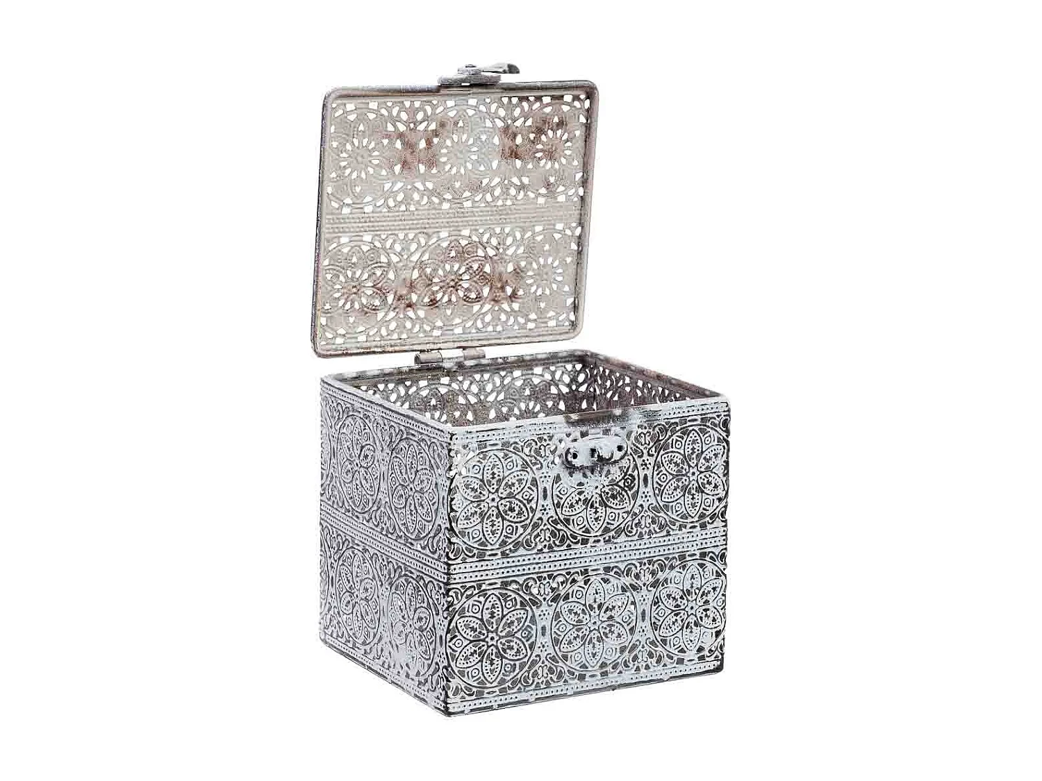 Boîte en métal blanc 12.5x12.5x11.5h cm (hauteur)