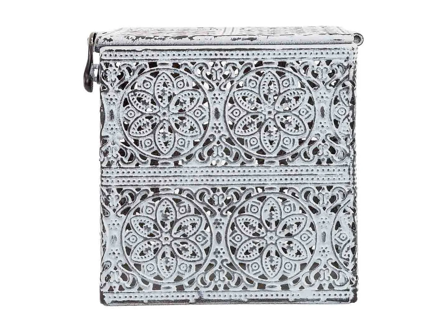 Boîte en métal blanc 12.5x12.5x11.5h cm (hauteur)