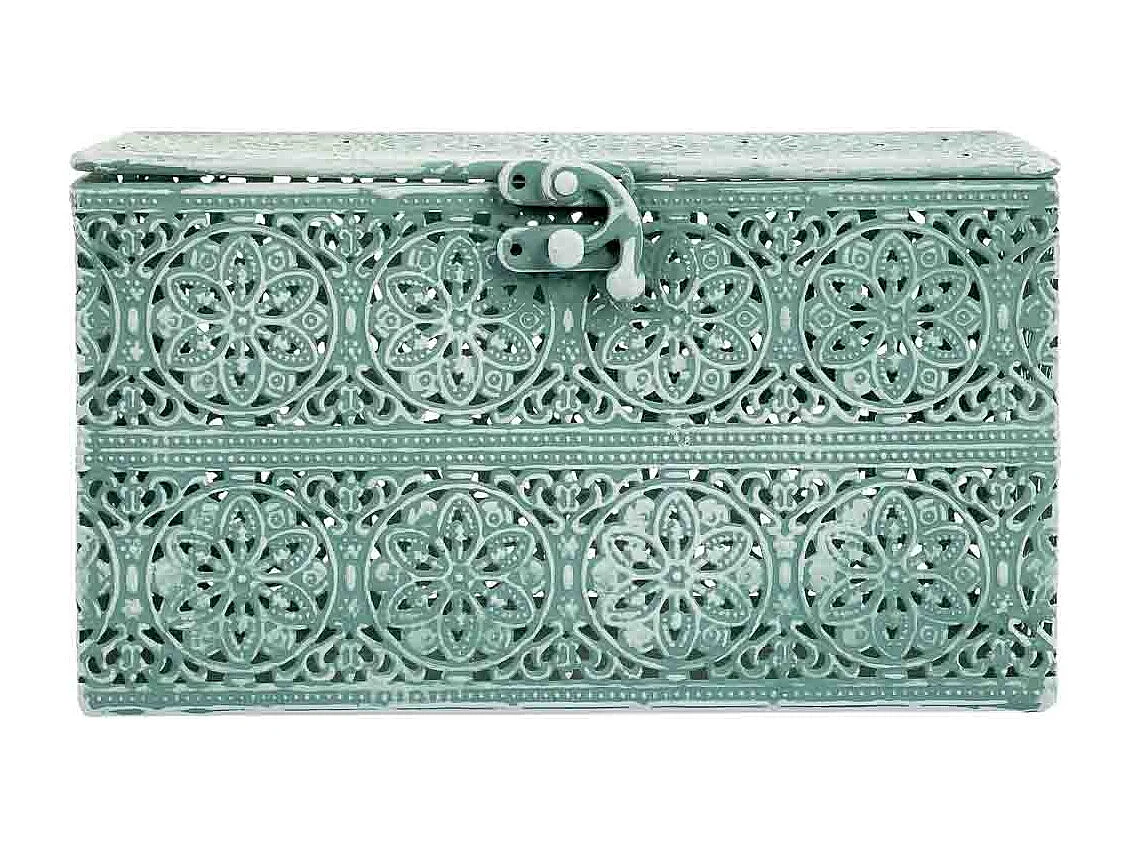 Boîte métallique verte 20.5x12.5x11.5h cm (hauteur)