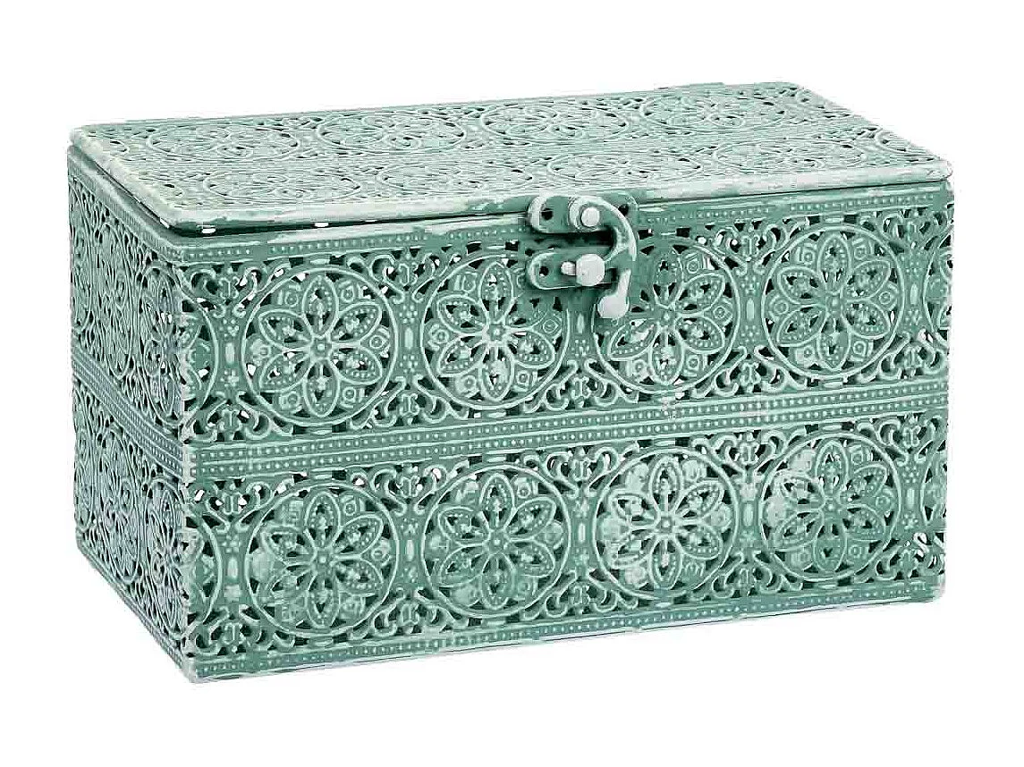 Boîte métallique verte 20.5x12.5x11.5h cm (hauteur)