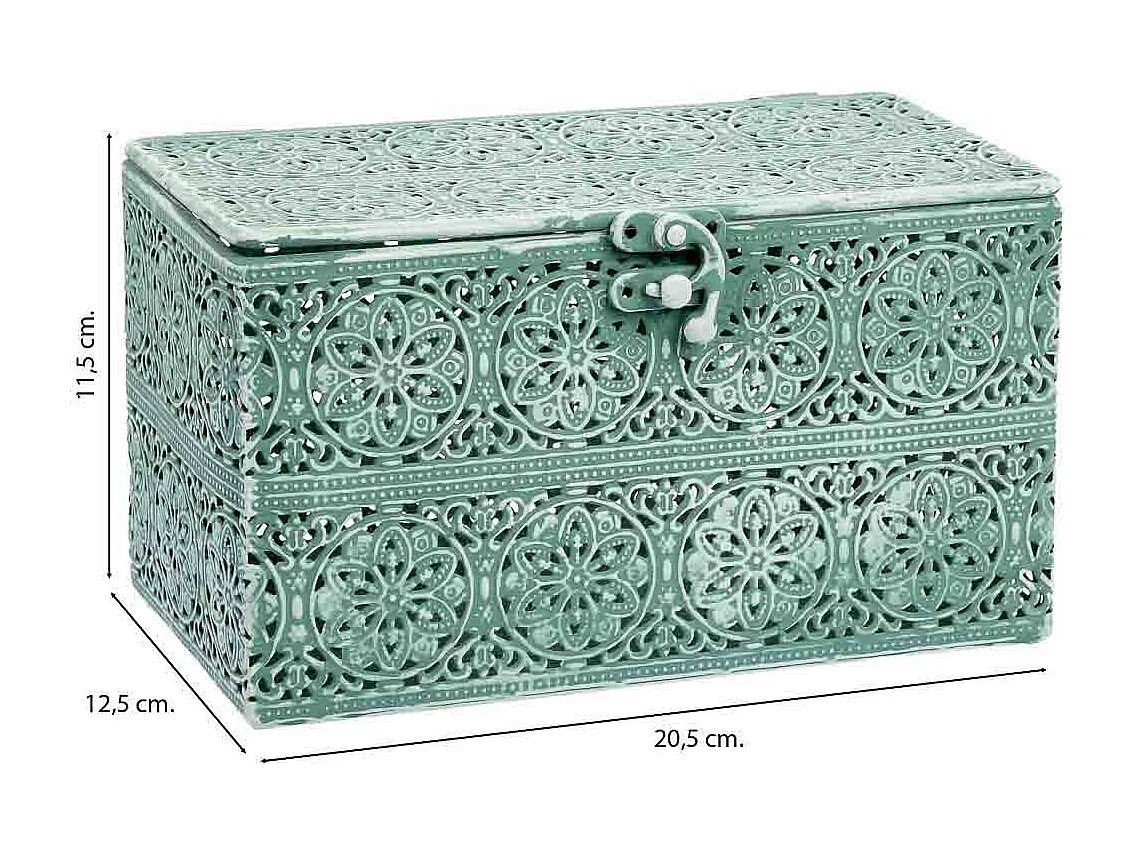 Boîte métallique verte 20.5x12.5x11.5h cm (hauteur)