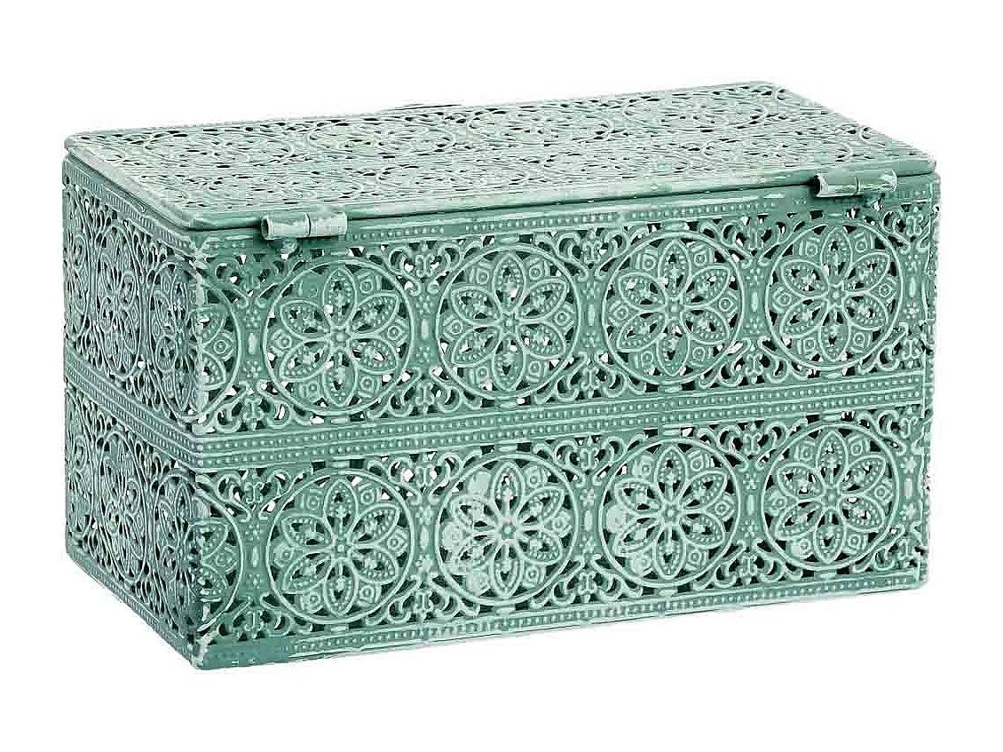 Boîte métallique verte 20.5x12.5x11.5h cm (hauteur)