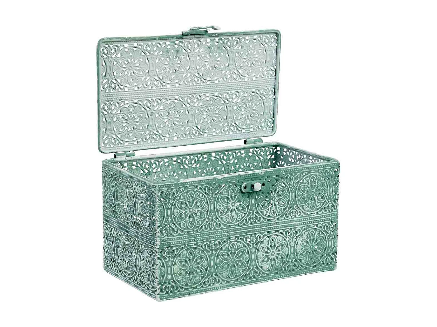 Boîte métallique verte 20.5x12.5x11.5h cm (hauteur)