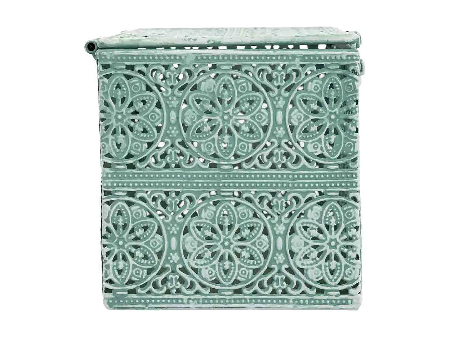 Boîte métallique verte 20.5x12.5x11.5h cm (hauteur)