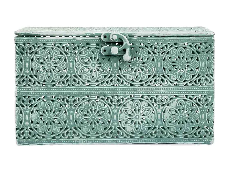 Boîte métallique verte 20.5x12.5x11.5h cm (hauteur)