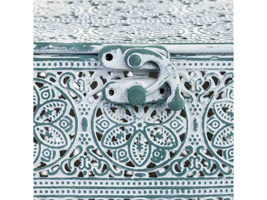 Boîte en métal vert 12.5x12.5x11.5h cm (hauteur)