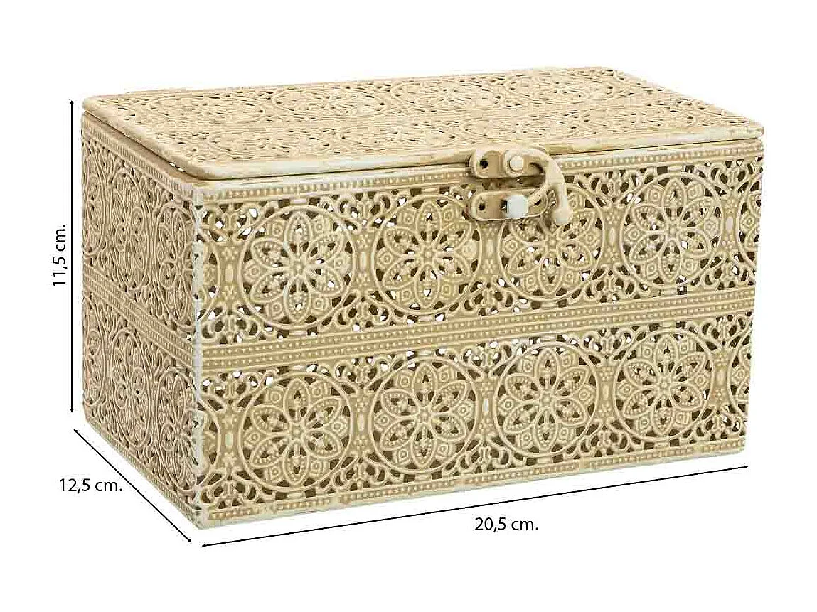 Boîte en métal marron 20.5x12.5x11.5h cm (hauteur)