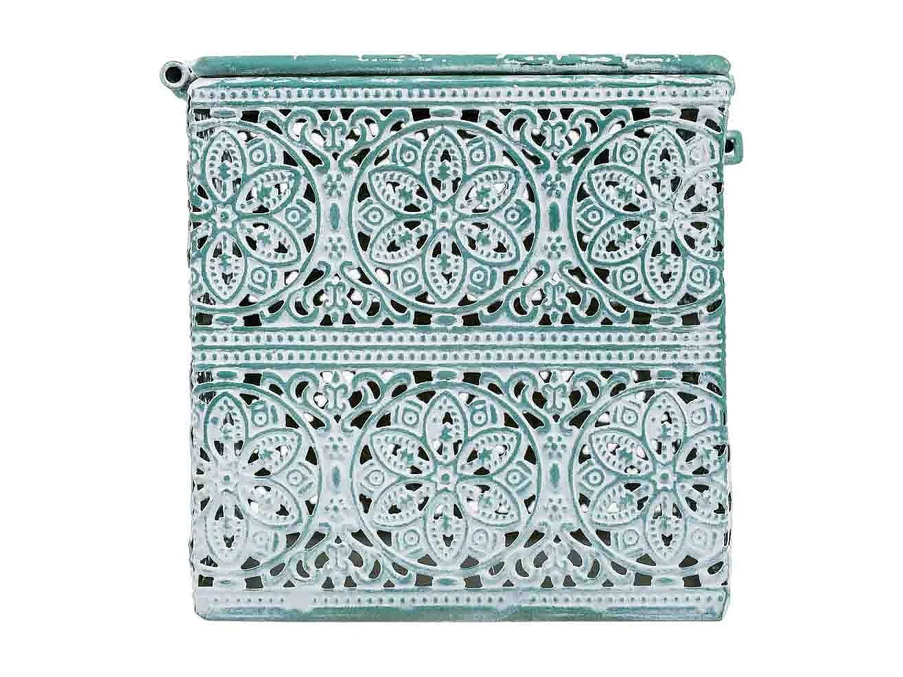 Boîte en métal vert 20.5x12.5x11.5h cm (hauteur)