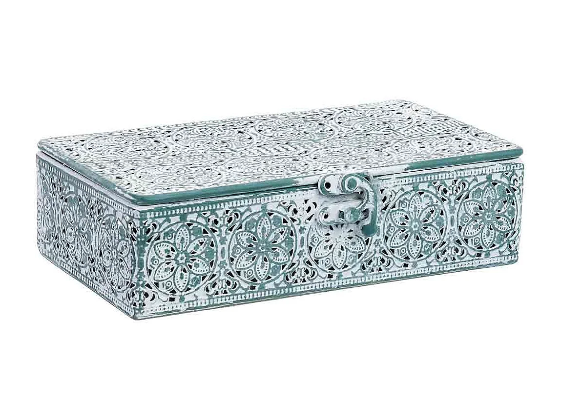 Boîte en métal vert 20.5x12.5x6h cm (hauteur)