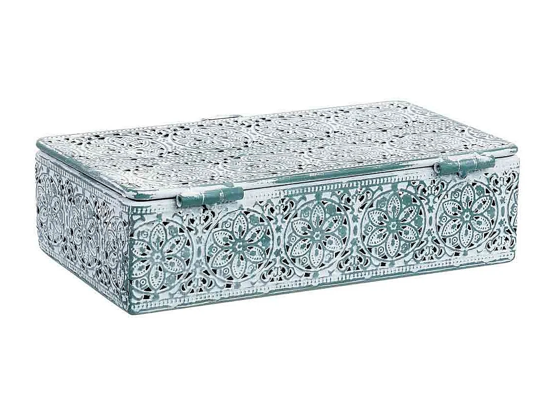 Boîte en métal vert 20.5x12.5x6h cm (hauteur)