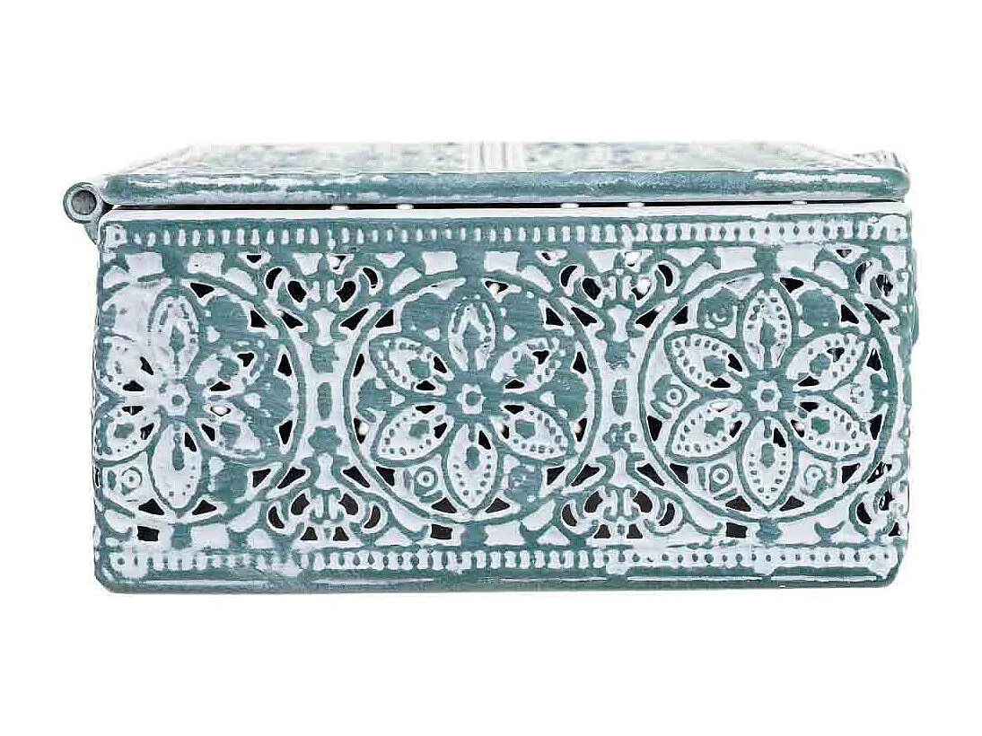 Boîte en métal vert 20.5x12.5x6h cm (hauteur)