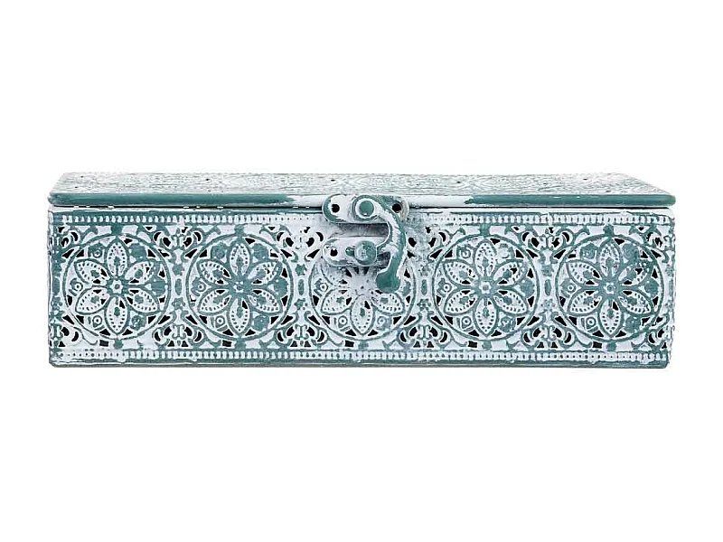 Boîte en métal vert 20.5x12.5x6h cm (hauteur)