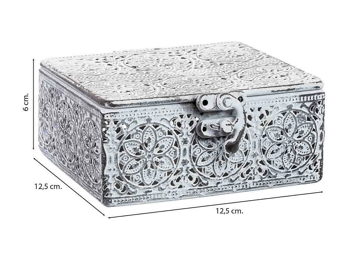 Boîte métallique blanche 12.5x12.5x6h cm (hauteur)