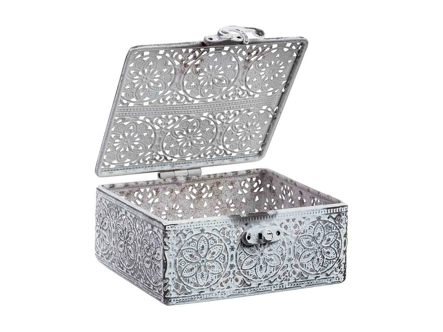 Boîte métallique blanche 12.5x12.5x6h cm (hauteur)