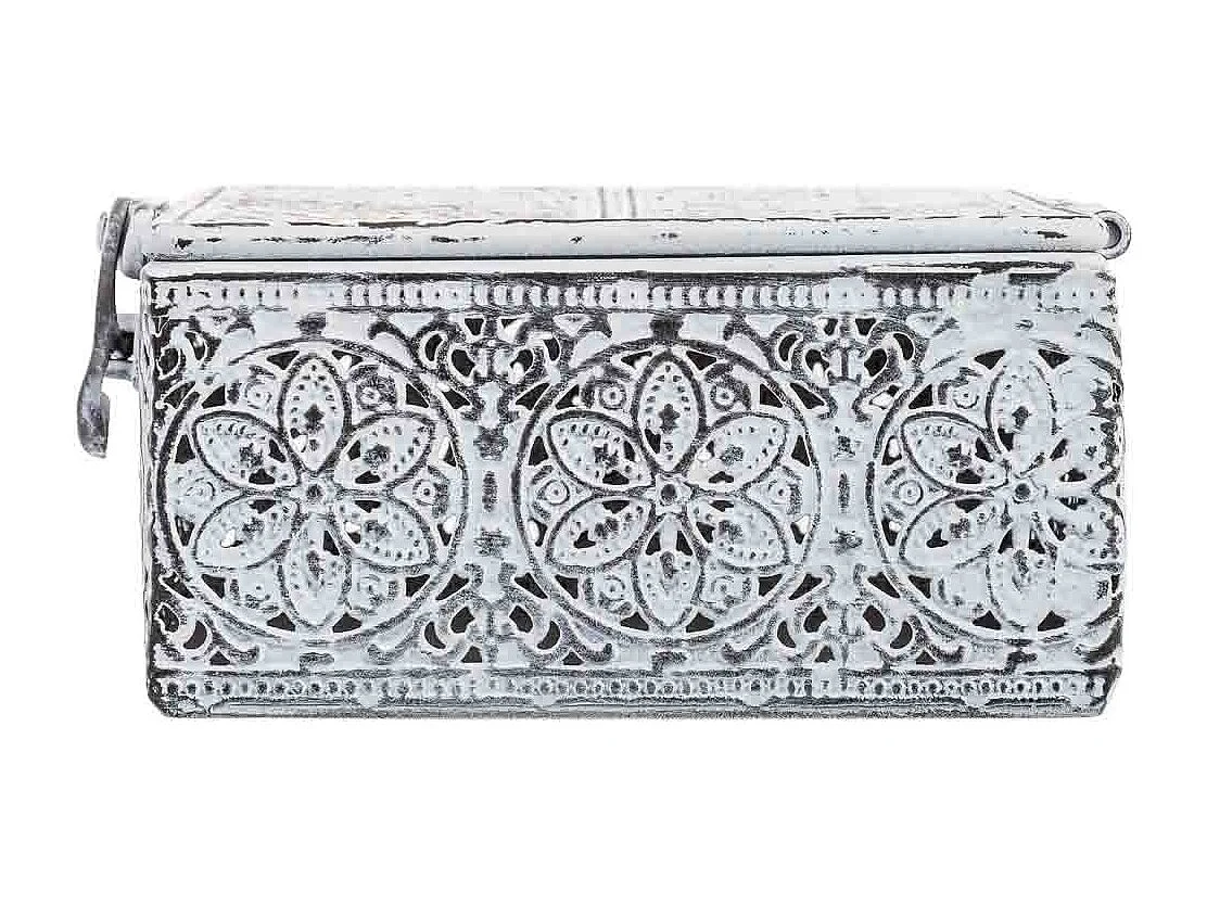 Boîte métallique blanche 12.5x12.5x6h cm (hauteur)