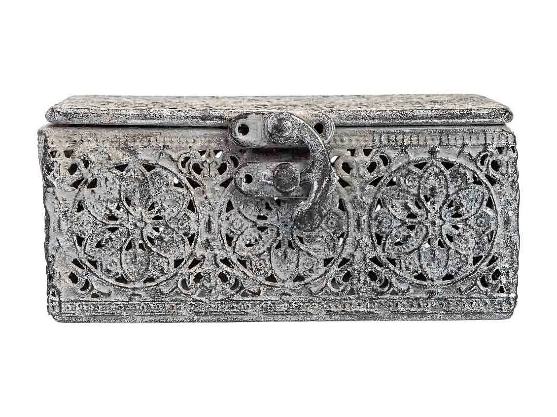 Caja de metal negra 12.5x12.5x6h cm