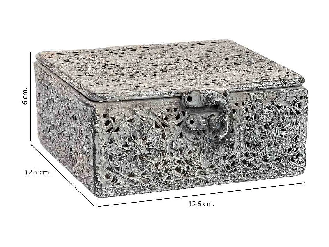 Caja de metal negra 12.5x12.5x6h cm
