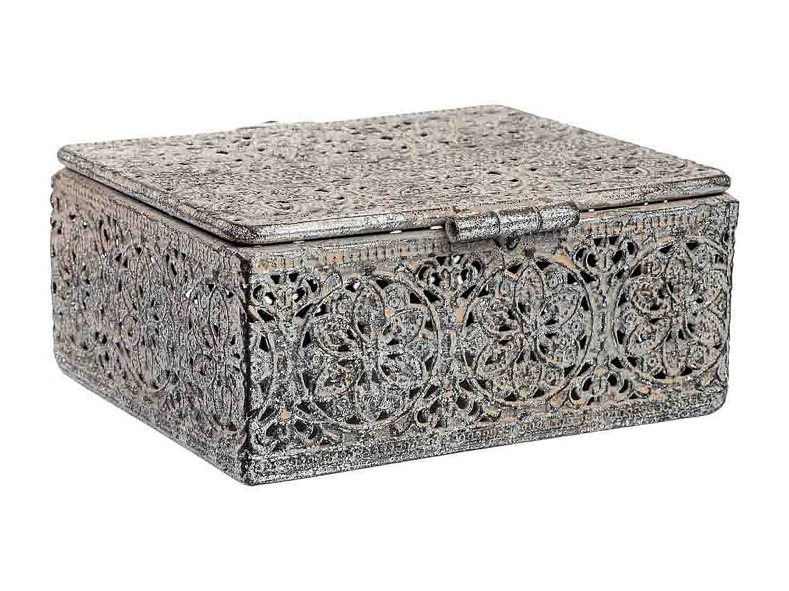 Caja de metal negra 12.5x12.5x6h cm