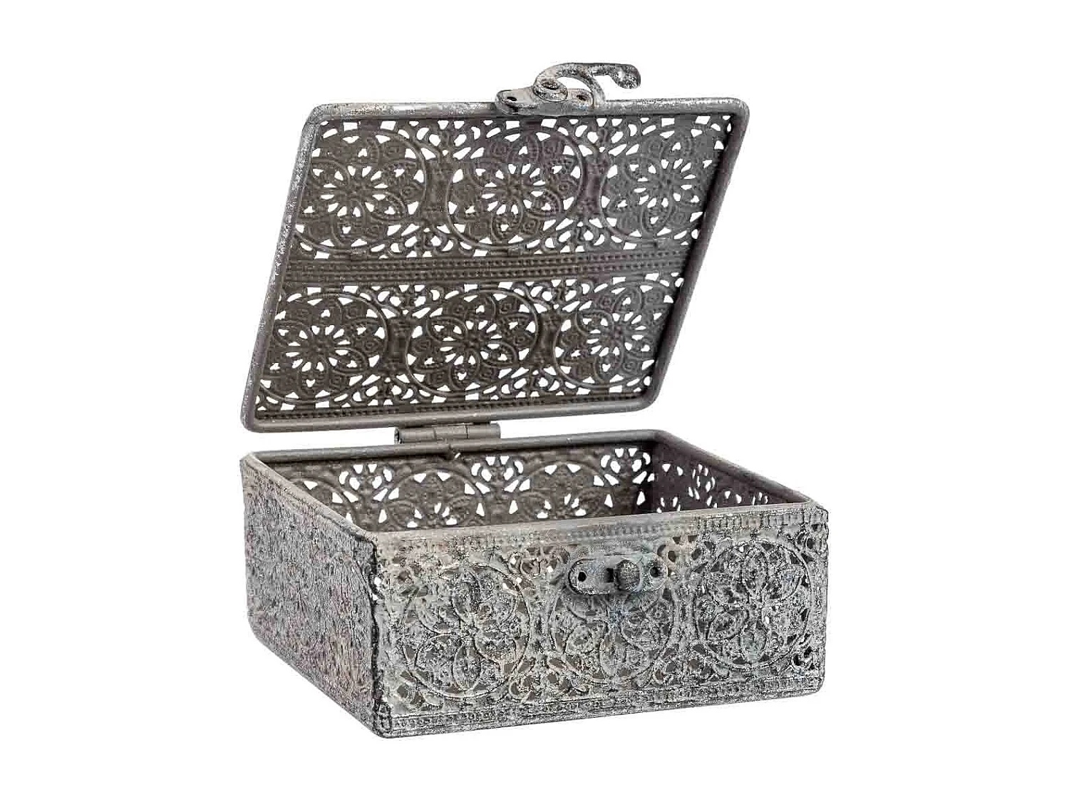 Caja de metal negra 12.5x12.5x6h cm