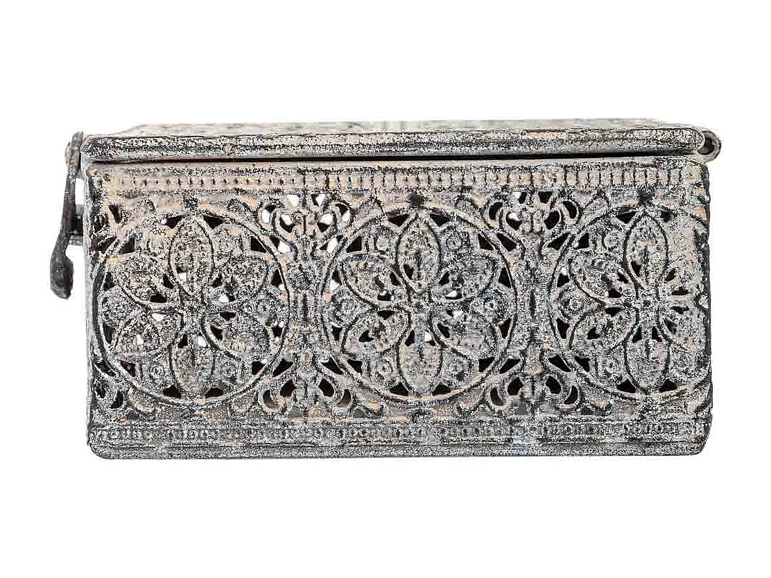 Caja de metal negra 12.5x12.5x6h cm