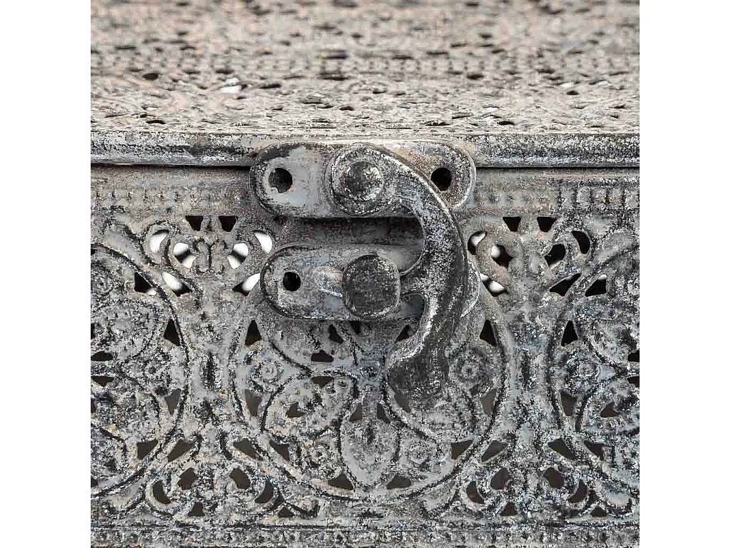 Caja de metal negra 12.5x12.5x6h cm