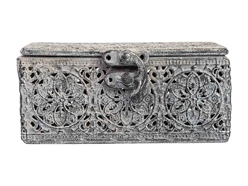 Caja de metal negra 12.5x12.5x6h cm