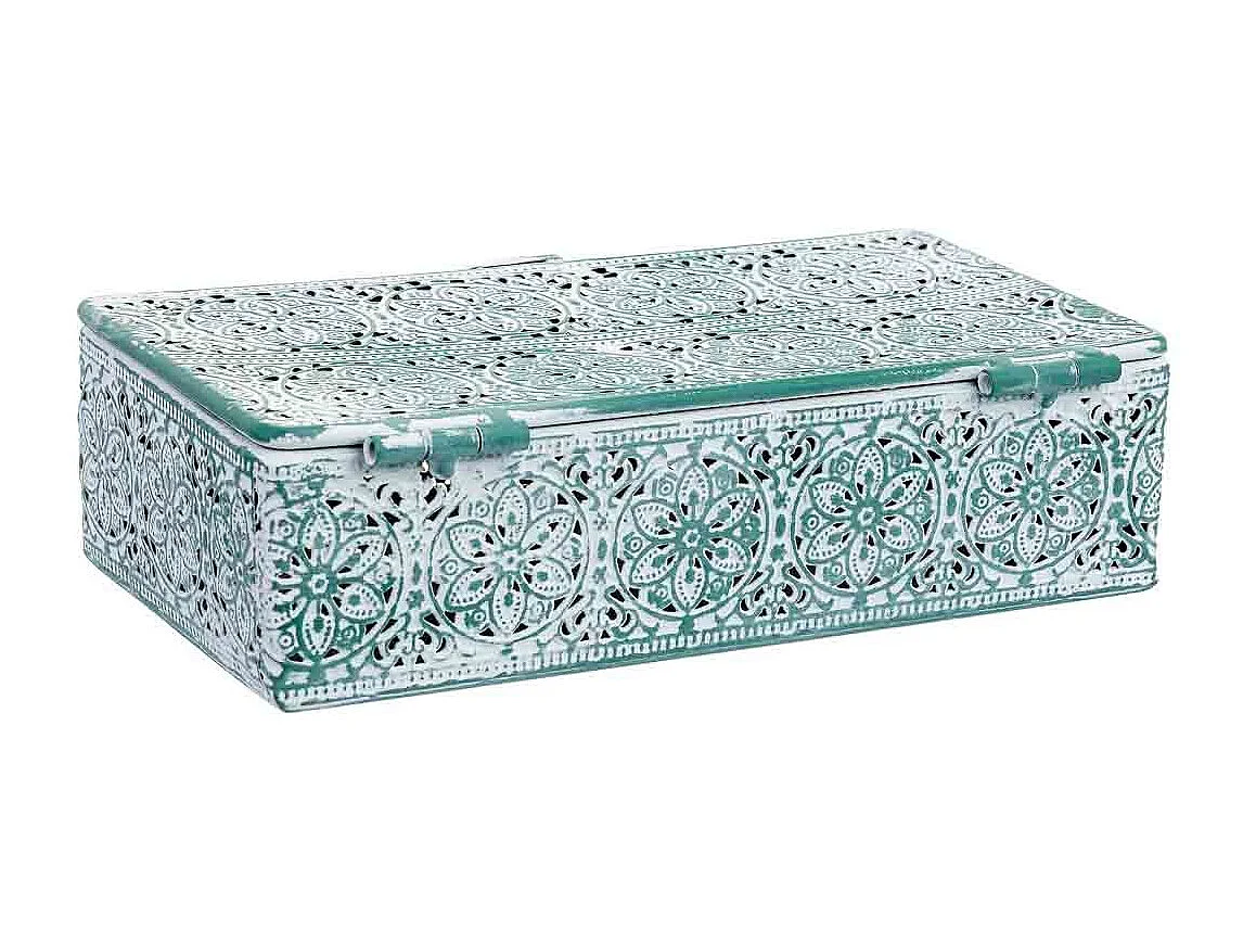 Boîte en métal vert 20.5x12.5x6h cm (hauteur)