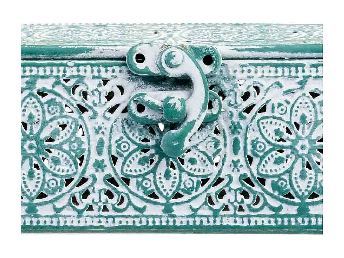 Boîte en métal vert 20.5x12.5x6h cm (hauteur)