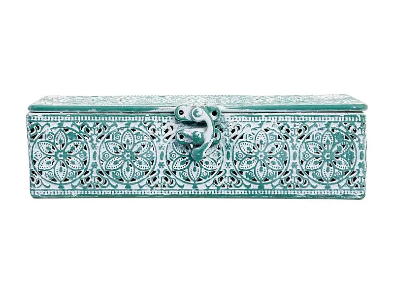 Boîte en métal vert 20.5x12.5x6h cm (hauteur)