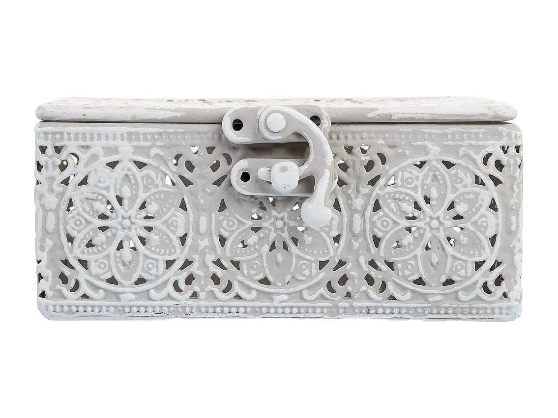 Boîte en métal blanc 12.5x12.5x6h cm (hauteur)