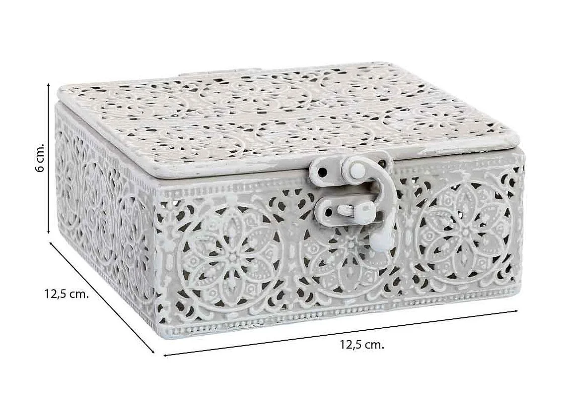 Boîte en métal blanc 12.5x12.5x6h cm (hauteur)