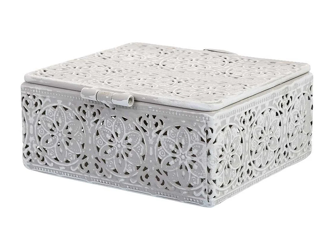 Boîte en métal blanc 12.5x12.5x6h cm (hauteur)