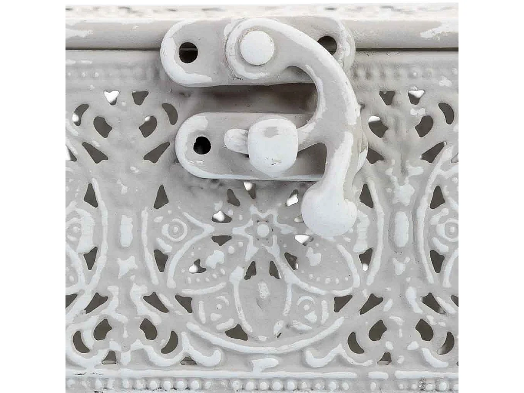 Boîte en métal blanc 12.5x12.5x6h cm (hauteur)