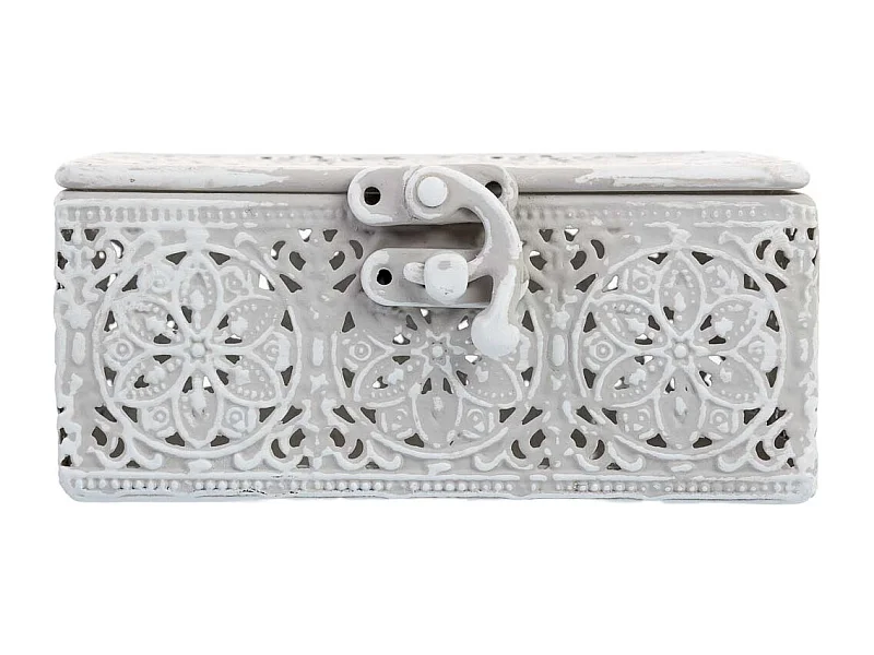 Boîte en métal blanc 12.5x12.5x6h cm (hauteur)