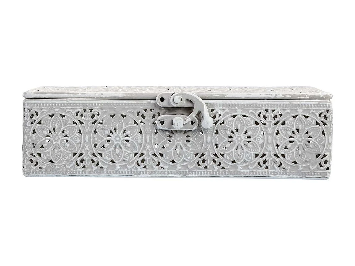 Boîte en métal blanc 20.5x12.5x6h cm (hauteur)