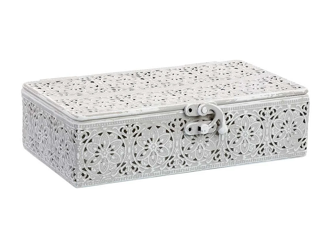 Boîte en métal blanc 20.5x12.5x6h cm (hauteur)